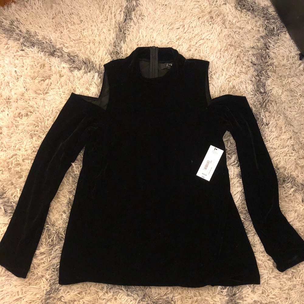 Velvet Cold Shoulder Cut Out Top M NWT